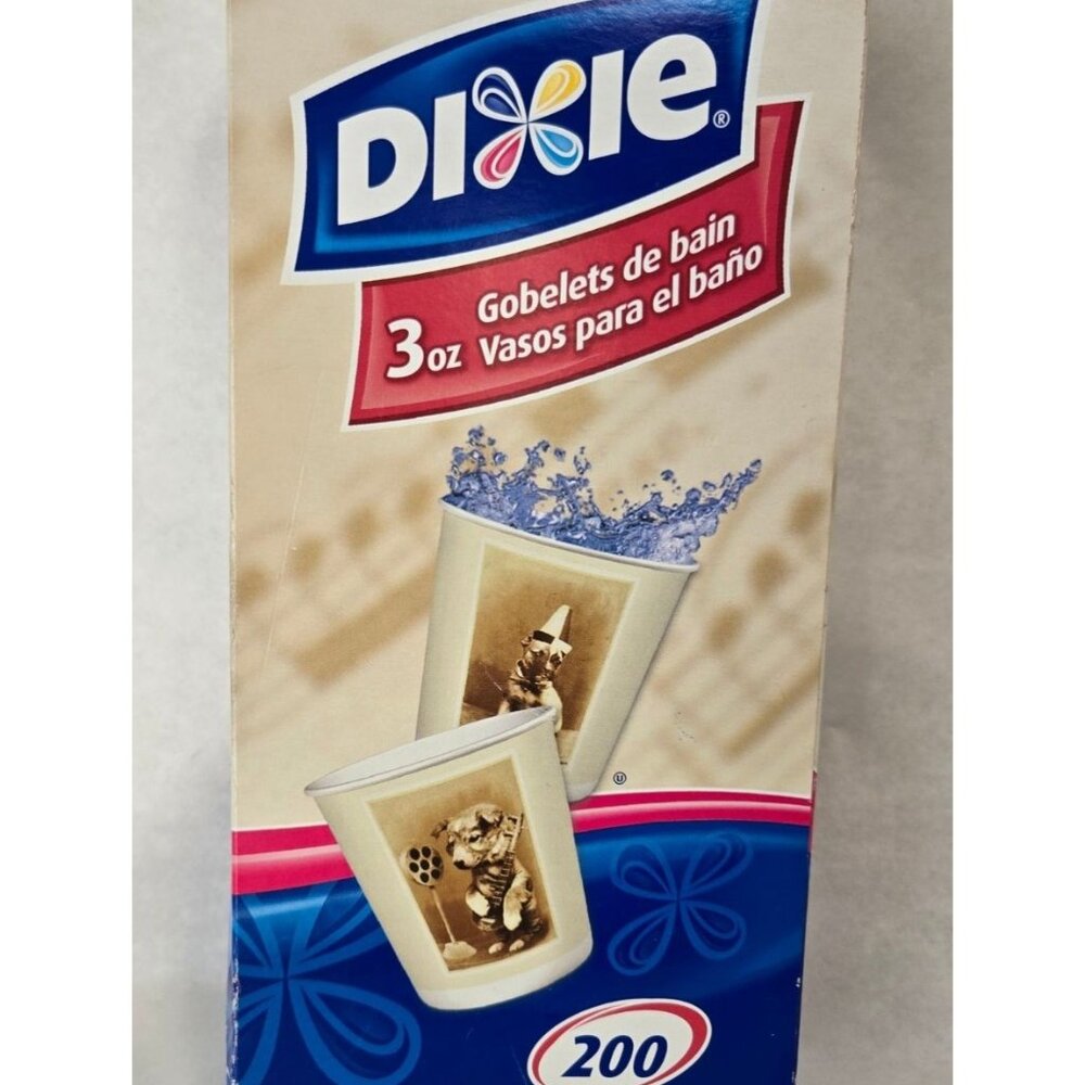 Vintage 3oz Bathroom Dixie Cups With Sepia Puppy Prints 100 Cups